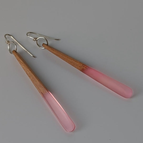 Tapered Teardrop Wood and Resin Earrings