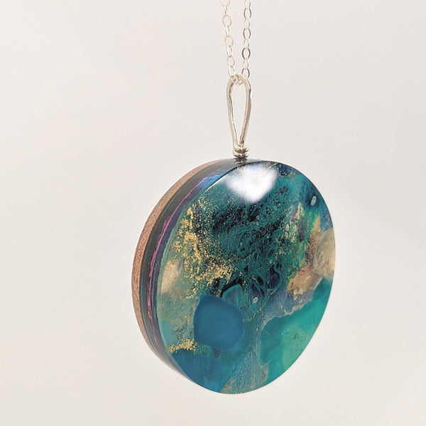 Secret Cove - Hand Painted Pendant Sterling Silver chain