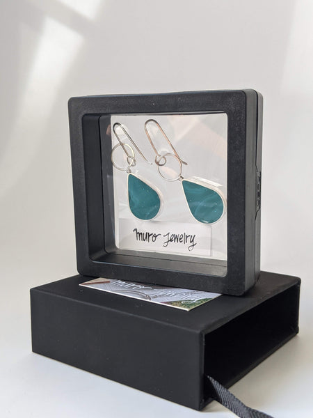 Sterling Silver Teal Dangle Earrings
