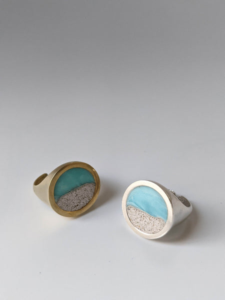 Beach Scene Ring - Natural Beach Sand and Eco-resin