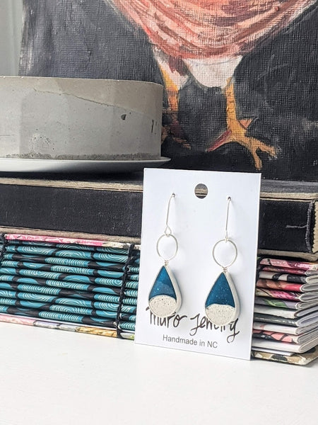 Midnight At the Beach, Teardrop Dangle Sterling Silver Earrings