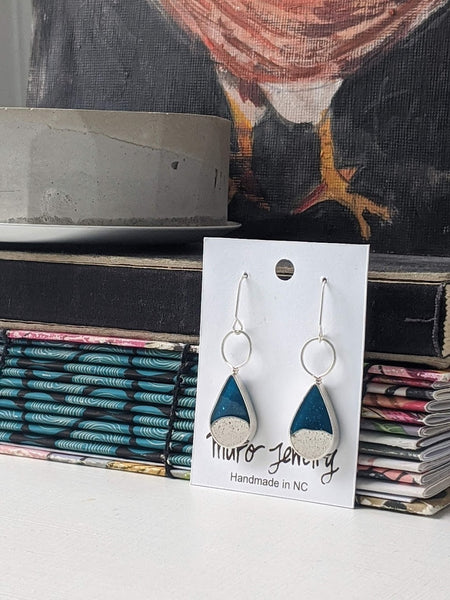 Midnight At the Beach, Teardrop Dangle Sterling Silver Earrings