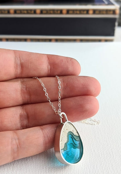 Small Sterling Silver Drop Necklace - Mar Adentro Collection