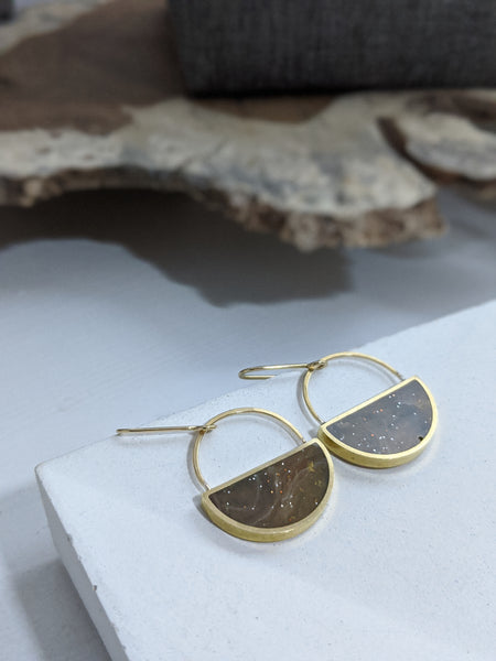 Dangle Earrings - Brass Half Circle Dangle Earrings