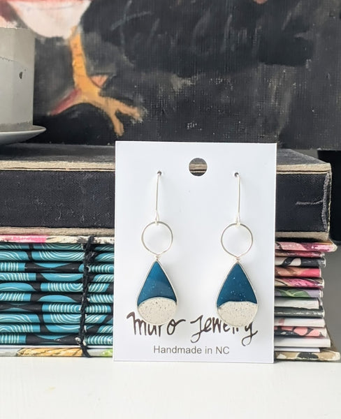 Midnight At the Beach, Teardrop Dangle Sterling Silver Earrings