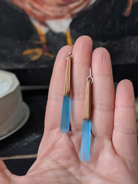 Tapered Teardrop Wood and Resin Earrings