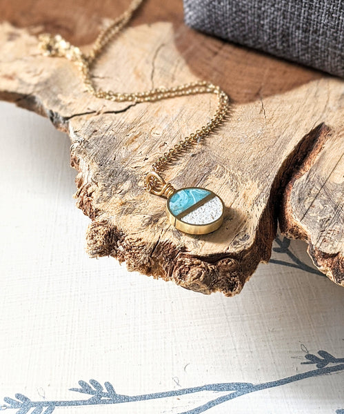 Dainty Half Circle Beach Necklace, Real Sand Jewelry