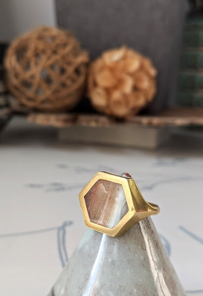 Mars Horizon Hexagon Brass and Eco-resin Ring