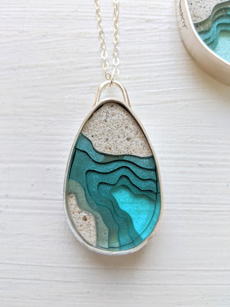 Medium Sterling Silver Drop Necklace - Mar Adentro Collection