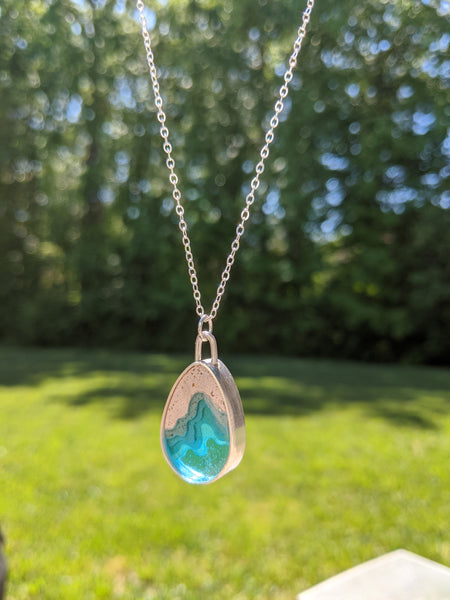 Small Sterling Silver Drop Necklace - Mar Adentro Collection