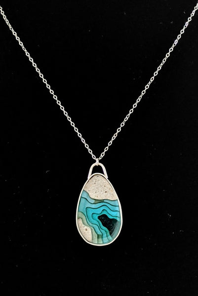 Medium Sterling Silver Drop Necklace - Mar Adentro Collection