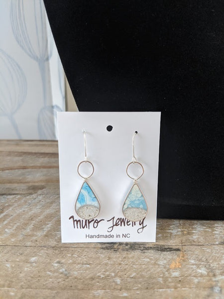 Beach Teardrop Dangle Sterling Silver Earrings
