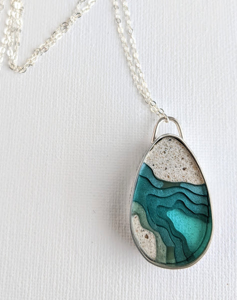Medium Sterling Silver Drop Necklace - Mar Adentro Collection