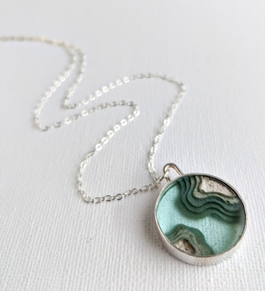 Small Circle Sterling Silver Islands Necklace - Mar Adentro Collection