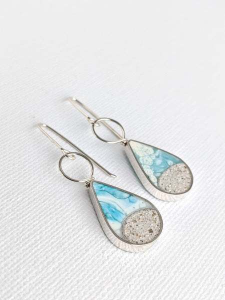 Beach Teardrop Dangle Sterling Silver Earrings