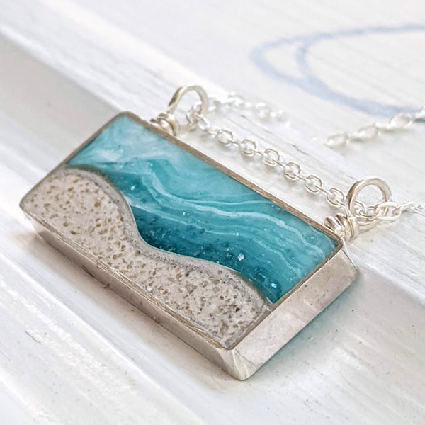 Cool Silver Mini Beach Scene Necklace