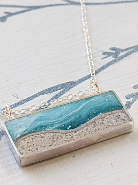 Cool Silver Mini Beach Scene Necklace