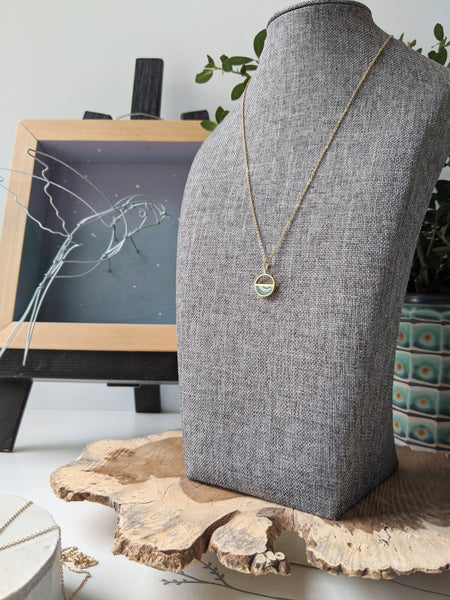 Dainty Double Half Moon Brass And Resin Necklace - Marbled