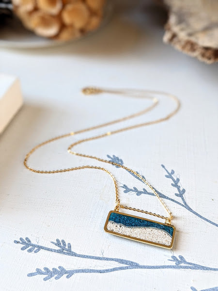 Mini Beach Scene Brass and Resin Necklace