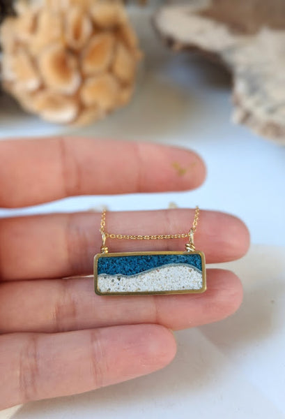 Mini Beach Scene Brass and Resin Necklace