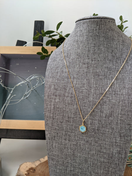 Dainty Brass Hexagon Necklace