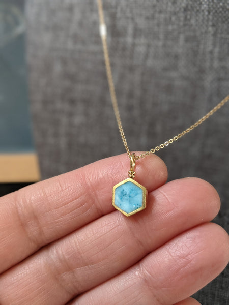 Dainty Brass Hexagon Necklace