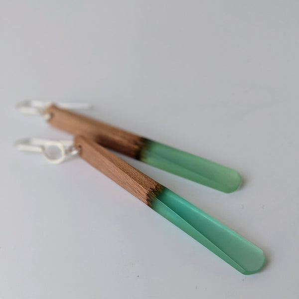 Tapered Teardrop Wood and Resin Earrings