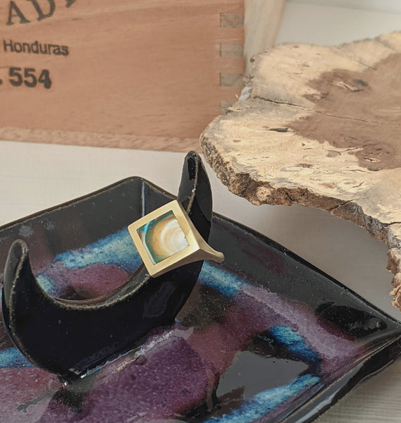 Rings of Saturn - Diamond Shaped Brass Adjustable Ring