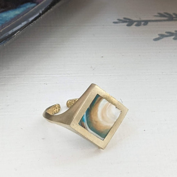 Rings of Saturn - Diamond Shaped Brass Adjustable Ring