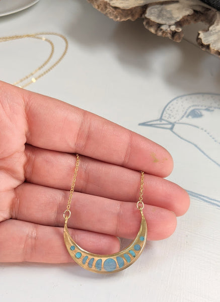 Blue Night Moon Phases Necklace