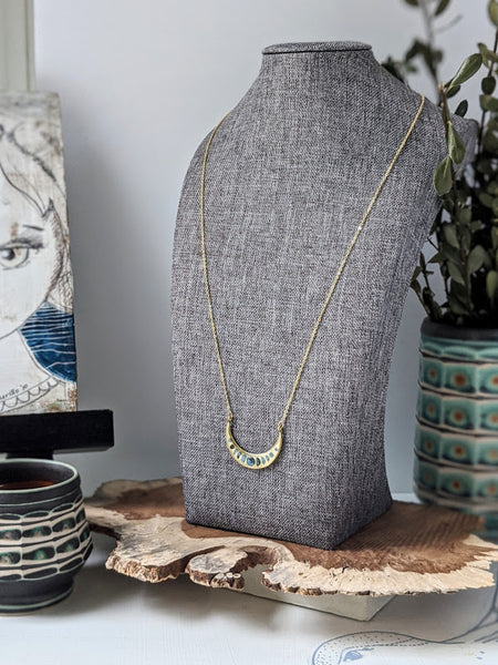 Blue Night Moon Phases Necklace