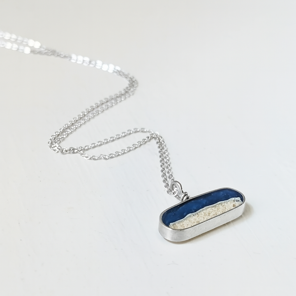 Real Sand Ocean Wave Necklace, Beach Capsule Pendant