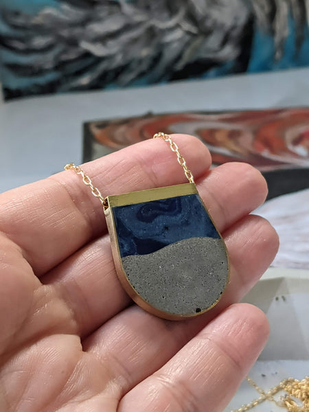 Flowing Galaxy Sand Moonscape Necklace - Medium