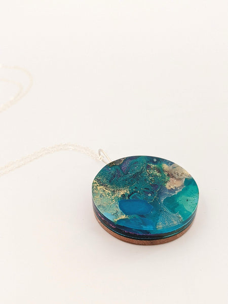 Secret Cove - Hand Painted Pendant Sterling Silver chain