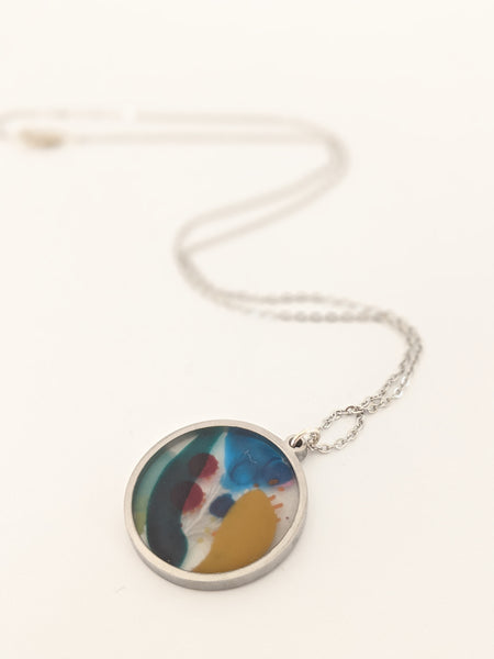 Floral Hand-Painted Circle Necklace - Spring 2024 Collection