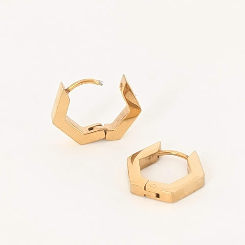 Hexagon Huggie Earrings