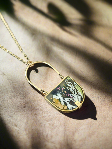 Forest Foliage Hand Painted Necklace