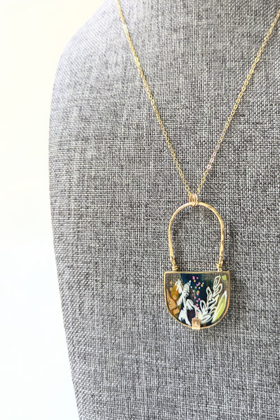 Forest Foliage Hand Painted Necklace