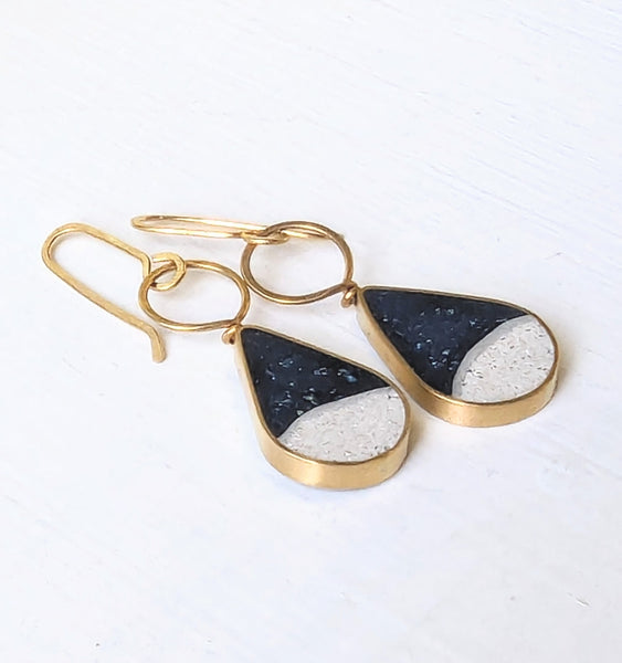 Beach Teardrop Dangle Earrings - Turquoise & Jeweler's Brass