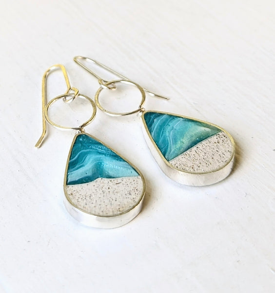 Beach Teardrop Dangle Sterling Silver Earrings