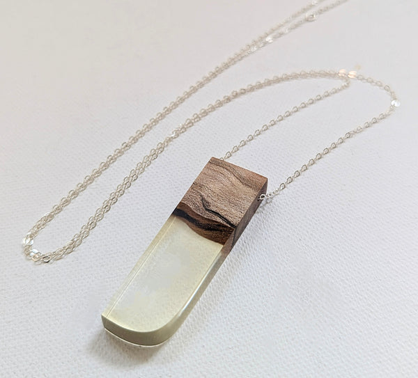 Wood And Resin Pendant - Rounded Corner Monolith