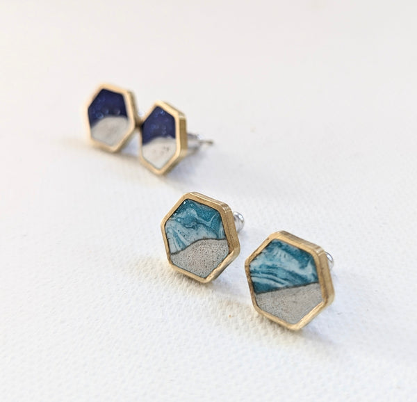 Beach Stud Earrings - Hexagon