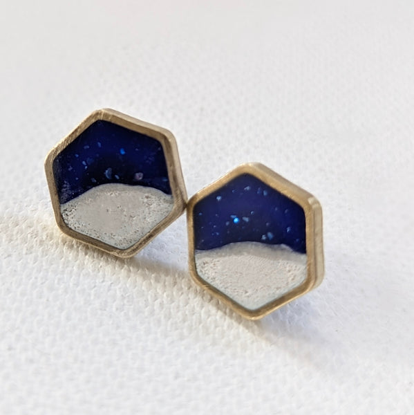 Beach Stud Earrings - Hexagon