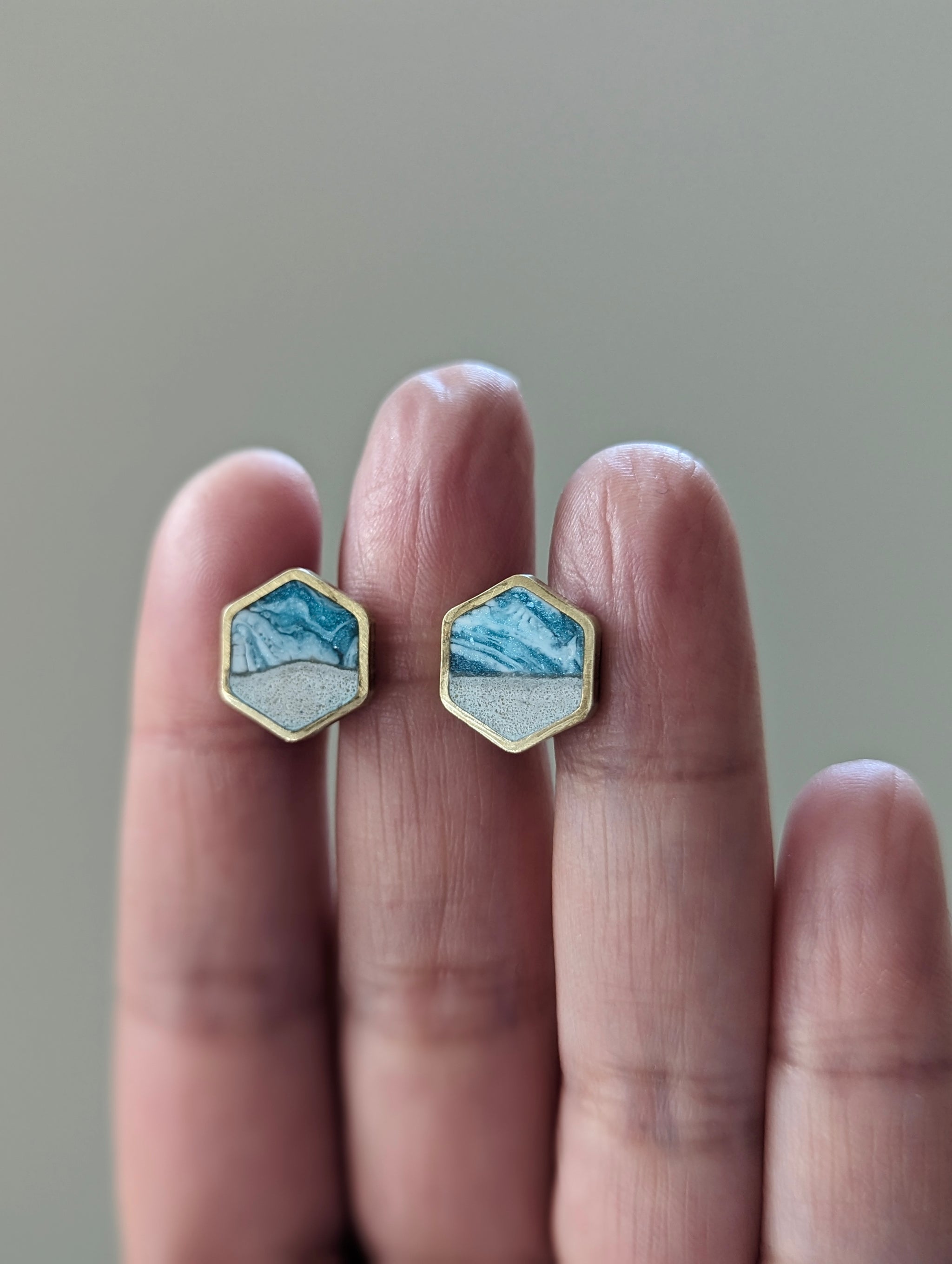 Beach Stud Earrings - Hexagon – Muro Jewelry