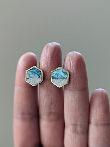 Beach Stud Earrings - Hexagon