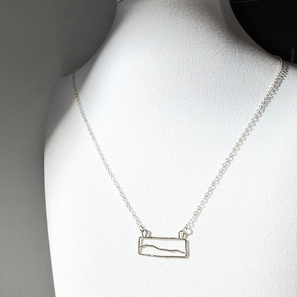 Sterling Silver Minimalist Beach Scene Outline Necklace