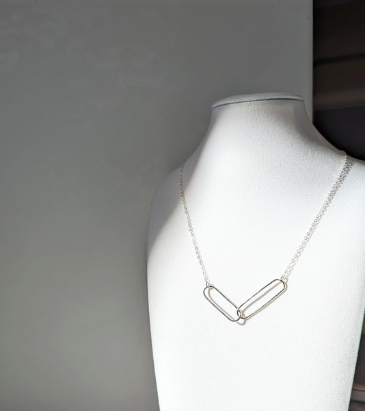 Sterling Silver Two Links Minimalist Necklace