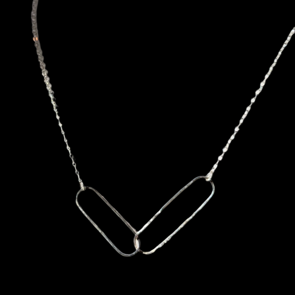 Sterling Silver Two Links Minimalist Necklace