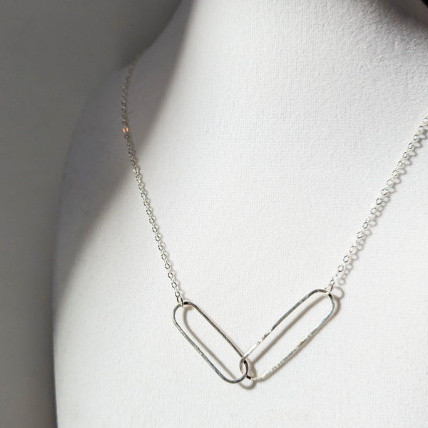 Sterling Silver Two Links Minimalist Necklace