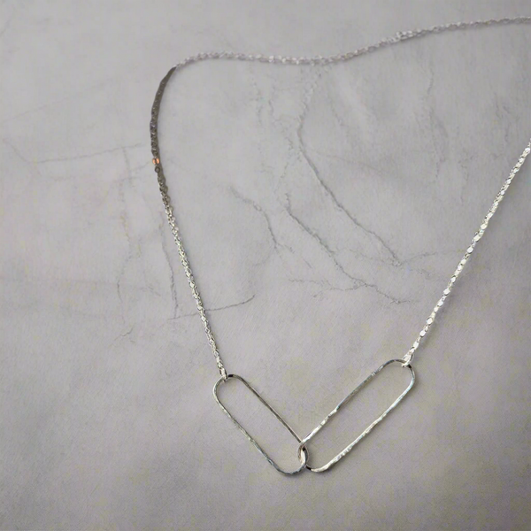 Sterling Silver Two Links Minimalist Necklace